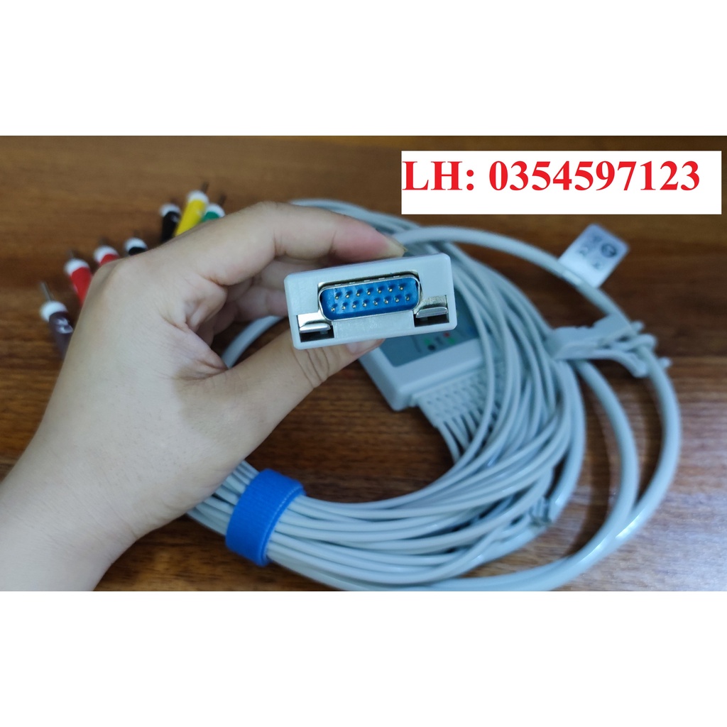 Cáp điện tim FUKUDA ME cho các dòng máy Cardisuny, KP-500, KP-500D | Cáp Fukuda EKG, IEC, 12ft Grey 