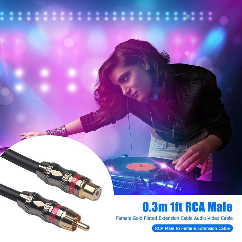 Male To Rca Female Audio Composite Extension Cable Cord Wire Line