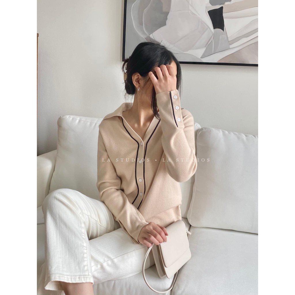 Áo dài tay cổ bẻ Hàn Quốc