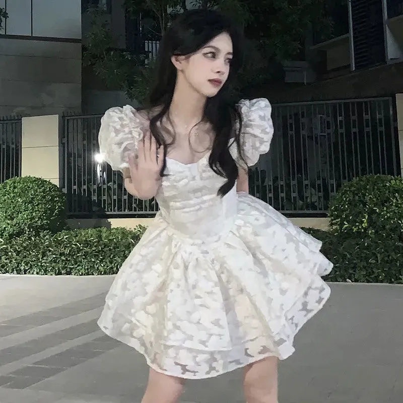 Đầm Công Chúa Tay Phồng In Họa Tiết Thời Trang Mùa Hè Mới Cho Nữ