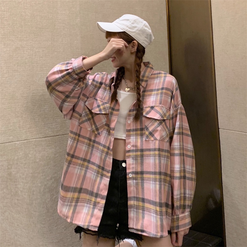 【ZHELIHANGFEI】Áo Sơ Mi Tay Dài Form Rộng Họa Tiết Sọc Theo Phong Cách Retro Dễ Phối Đồ