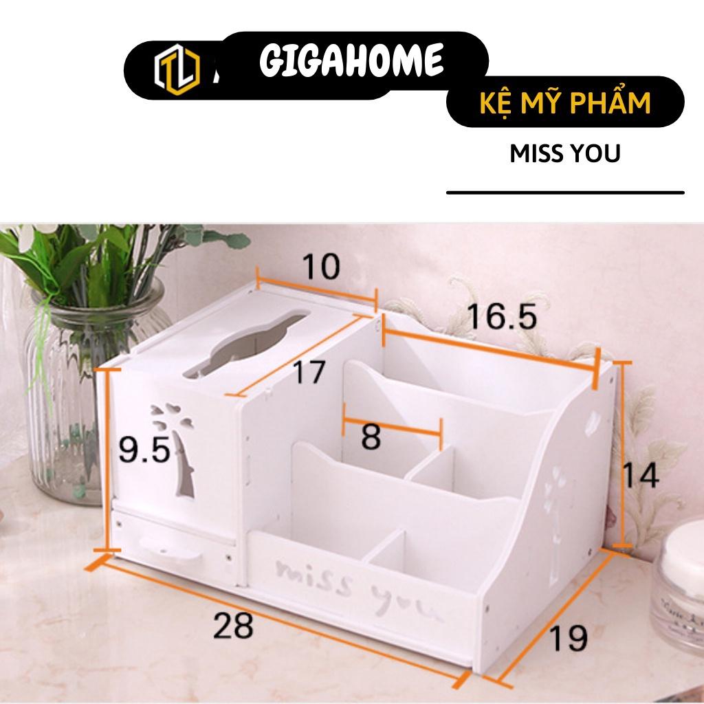 Khay Đựng Mỹ Phẩm GIGAHOME Kệ Đựng Đồ Trang Điểm Nhiều Ngăn, Có Hộp Khăn Giấy Tiện Lợi 8785