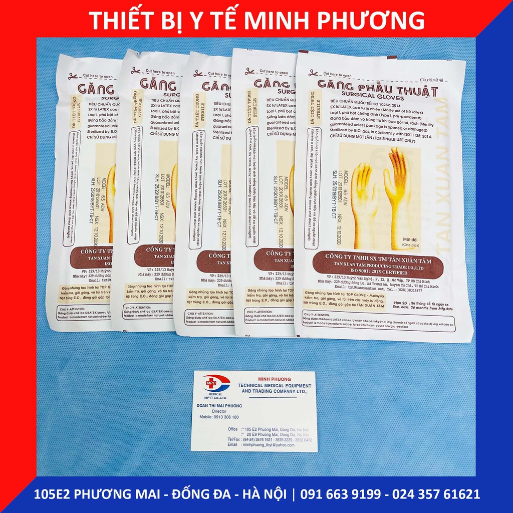 Găng tay phẫu thuật vô trùng các cỡ