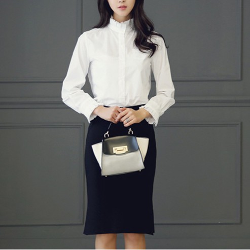 ❦xiaomonv2021❦ Váy công sở mềm mại màu trắng đen | BigBuy360 - bigbuy360.vn