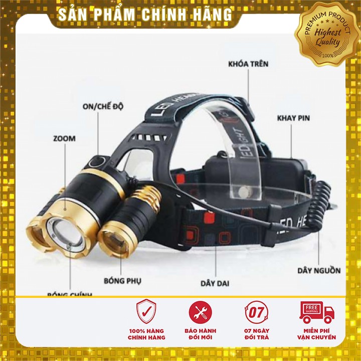 Đèn Pin 3 Bóng [ RẺ BẤT NGỜ ] Đèn Pin Đội Đầu 3 Pha Siêu Sáng - Tiện Lợi - Đa Tính Năng - Phù Hợp Cho Mọi Người Dùng | BigBuy360 - bigbuy360.vn