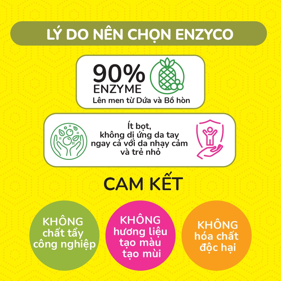 Nước Rửa Bát Sinh Học ENZYCO 90% Enzyme Tự Nhiên Từ Dứa Bồ Hòn 480ML 식기 세척액 Dishwashing Liquid