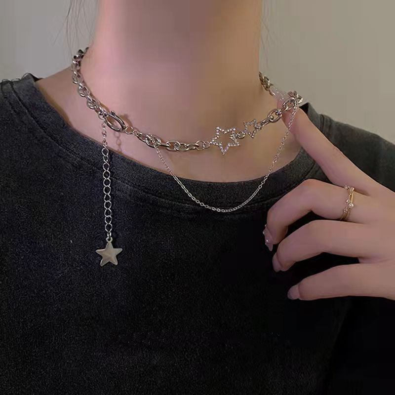 Vòng cổ Bạc Nhiều Lớp Mặt Hình Trái Tim Đính Ngọc Trai Thời Trang Cho Nữ