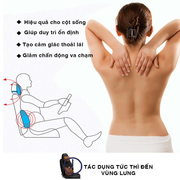 Gối Tựa Đầu Ô Tô - Bộ Gối Tựa Đầu Và Tựa Lưng Cao Su Cao Cấp,Chống Đau Mỏi Cổ Vai Cột Sống Lưng Hiệu Quả