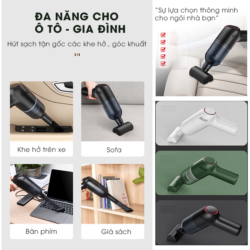 Máy Hút Bụi Cầm Tay Không Dây Mini Đa Năng, Oto Xe Hơi, Gia Đình, Bàn Phím, Sofa, Nhà Cửa, Bàn Học M06 - Automatik