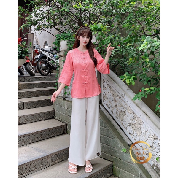 Đồ lam đi chùa nữ vải Lụa Tơ Cao Cấp/ Pháp phục đi chùa dáng bà ba thanh lịch (FREE SHIP 50k) - Thiền Tâm Hải Ấn