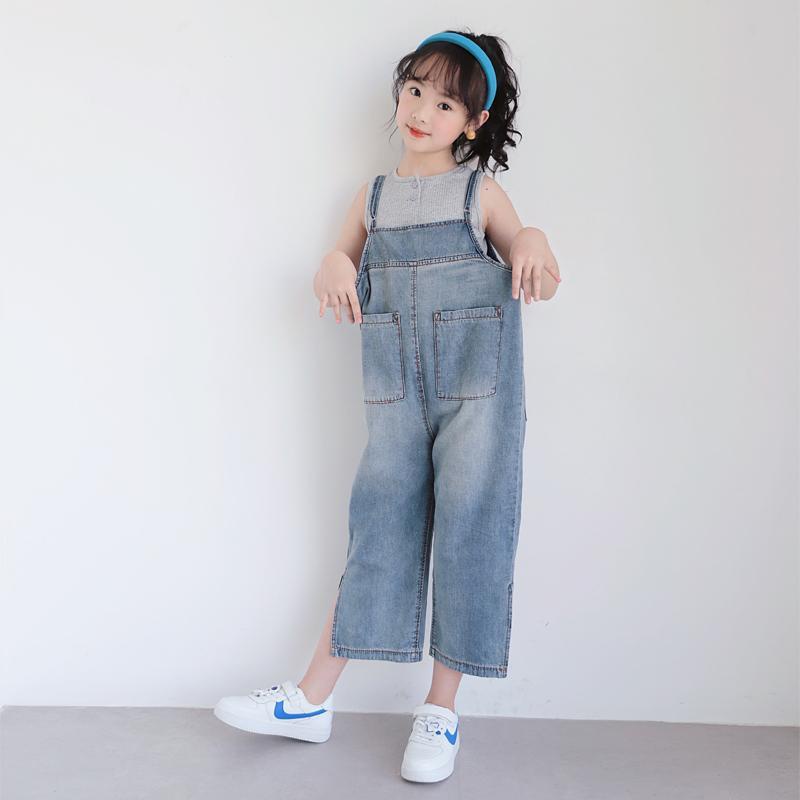 Set Áo Quần Yếm Denim Thời Trang Mùa Hè Mới 2022 Cho Bé Gái