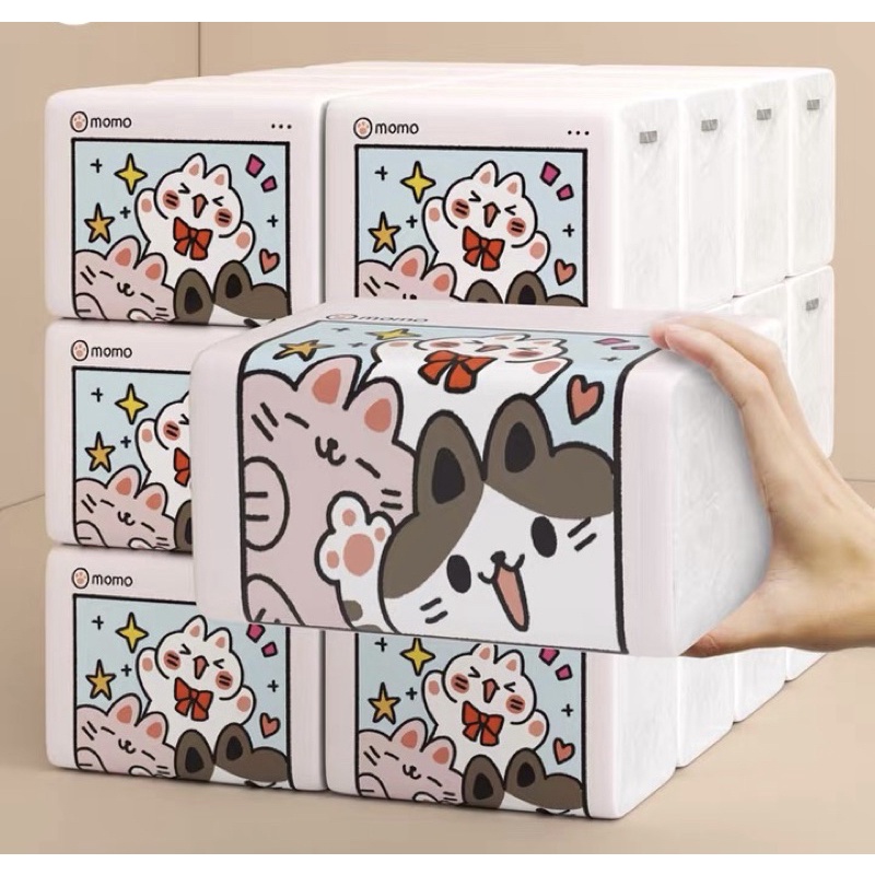 -𝐅𝐑𝐄𝐄 𝐒𝐇𝐈𝐏-Khăn giấy Mèo Miumiu 4 lớp siêu dai mềm mịn Layla Corner / Giấy ăn giá rẻ hình mèo dễ thương cho gia đình bạn