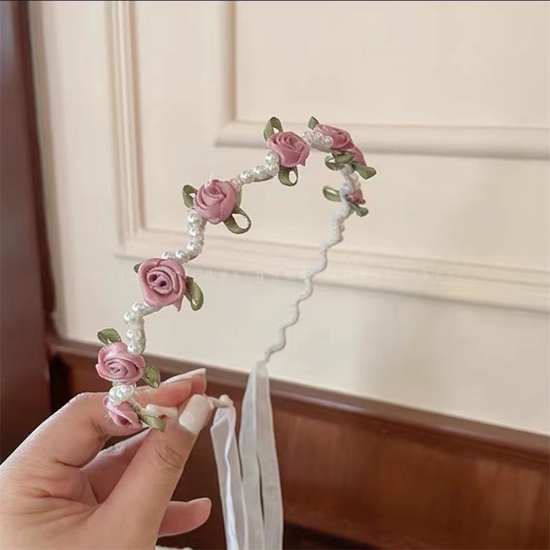 Băng Đô Cài Tóc Vải Satin Đính Ngọc Trai Và Hoa Phong Cách Mới Dành Cho Nữ 2022