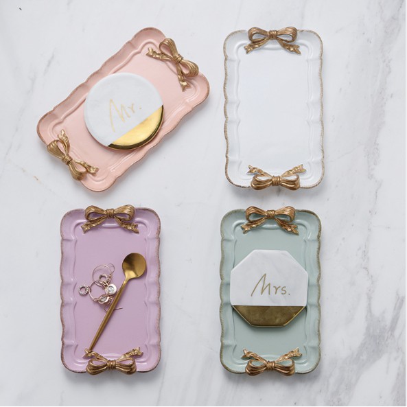 Đĩa bánh hình nơ gốm sứ trang trí siêu đẹp