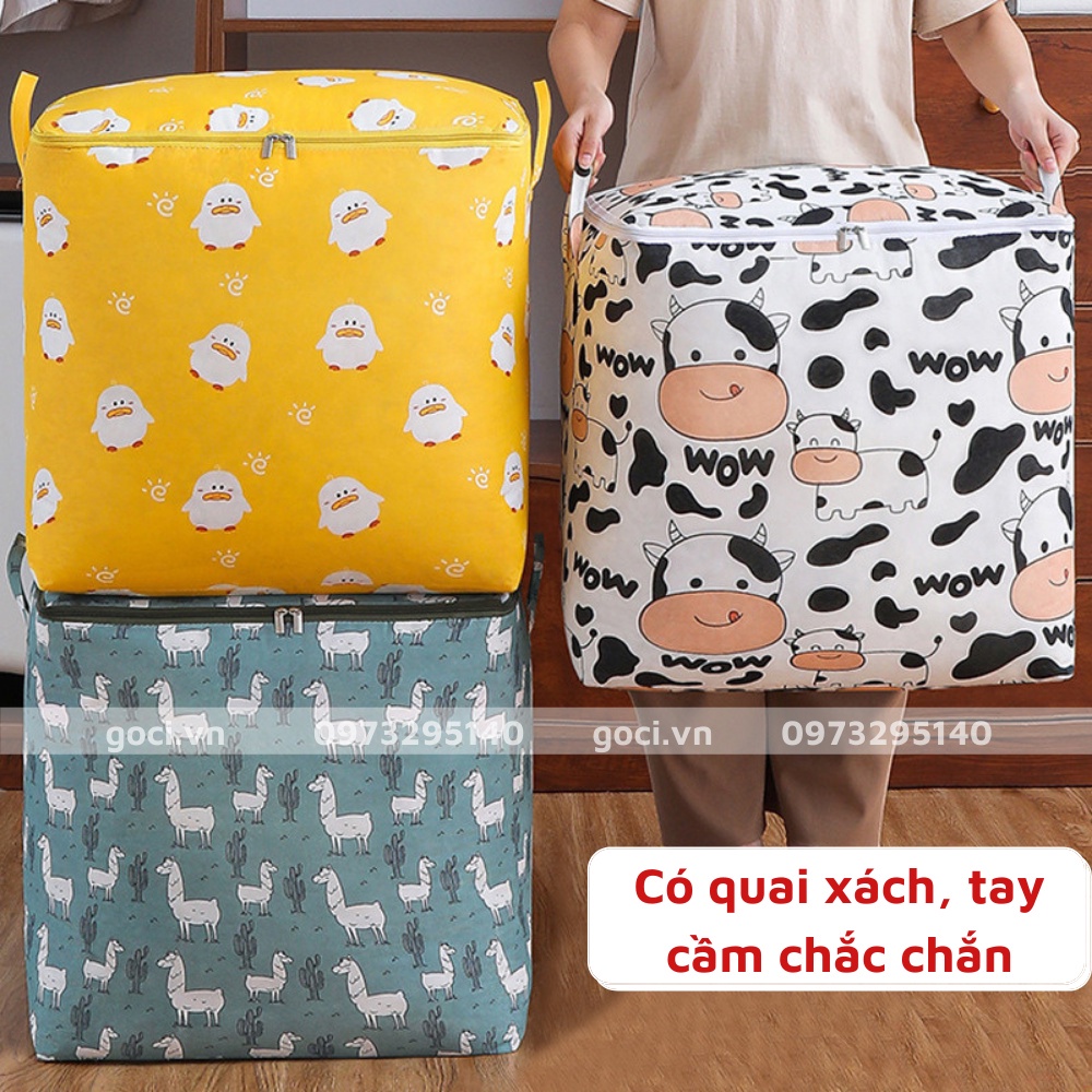 Sỉ 19k-Túi Đựng Quần Áo, Chăn Ga, Thú Bông Cỡ Lớn Có Khóa Kéo 100L