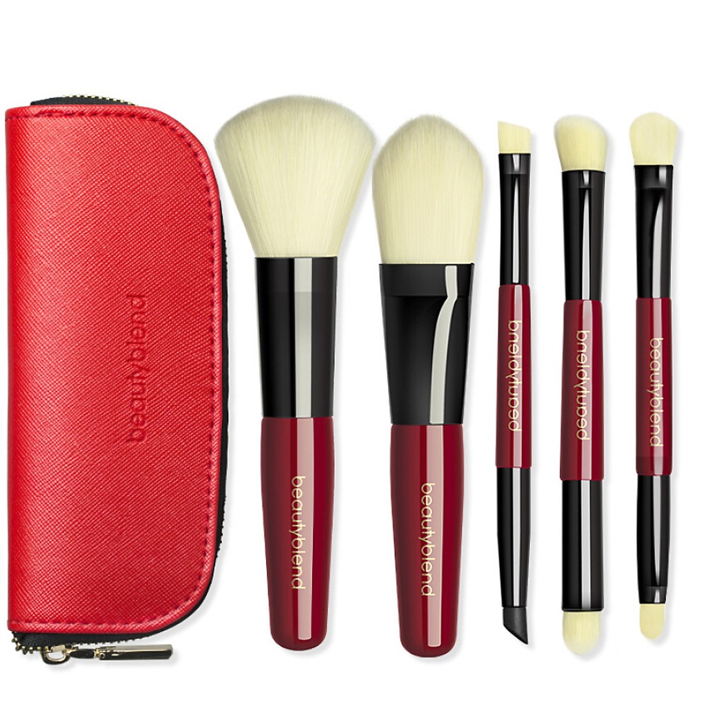 Bộ cọ trang điểm cá nhân set 5 cây 7 đầu cọ kèm túi da Beautyblend Brush Base