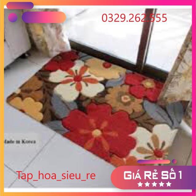 (Rẻ Vô địch) Hàng dầy đẹp - Thảm lau chân 3D đế cao su chống trơn 40x60cm