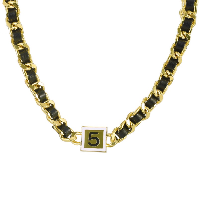 Dây chuyền choker bằng da mặt hoa trà đính đá thời trang