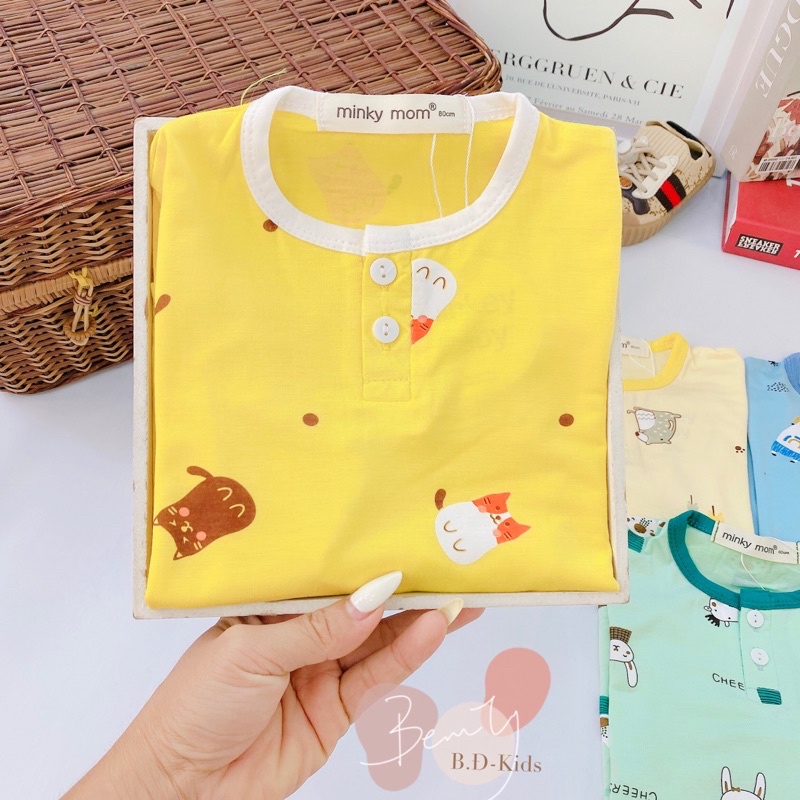 Minky mom dài tay cho bé ❤️ freeship ❤️ đồ ngủ thun lạnh cho bé trai bé gái