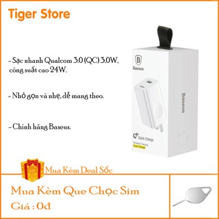 Củ sạc nhanh Baseus 3A \ 24w quick charge 3.0 chống cháy nổ - Chính hãng - Tigerstoree