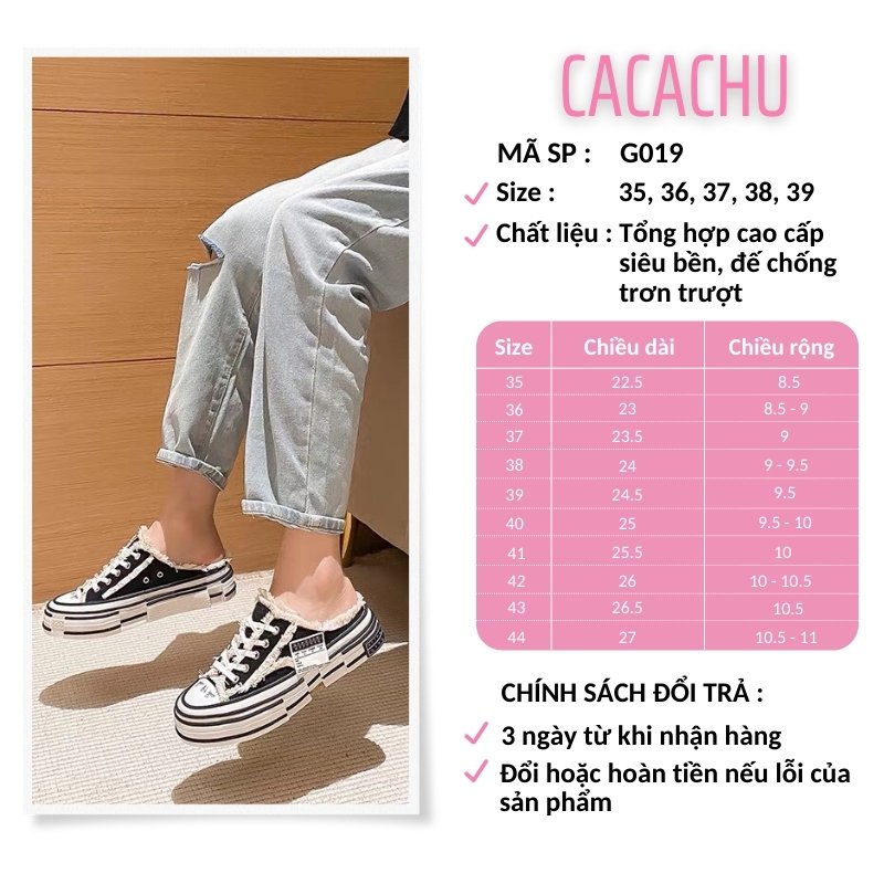 Giày sục thể thao nữ xvessel rách tăng chiều cao hot trend 2021 CACACHU G019, Giày sneaker thời trang hàng QC