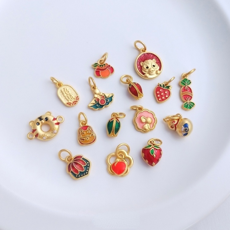 Vòng Đeo Tay Mặt Đá Ngọc Bích Màu Xanh Dương Hình Thỏ/Quả Bí Ngô Dễ Thương