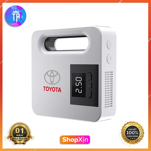 Bơm Lốp Ô Tô Toyota Tự Ngắt Cao Cấp (Trắng) - Hàng Sản Xuất Uỷ Quyền Chính Hãng - Bảo Hành 01 Năm