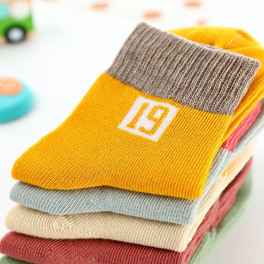 Set 5 Đôi Vớ Cotton Mềm Mại Họa Tiết Mặt Cười Thời Trang Cho Bé Trai
