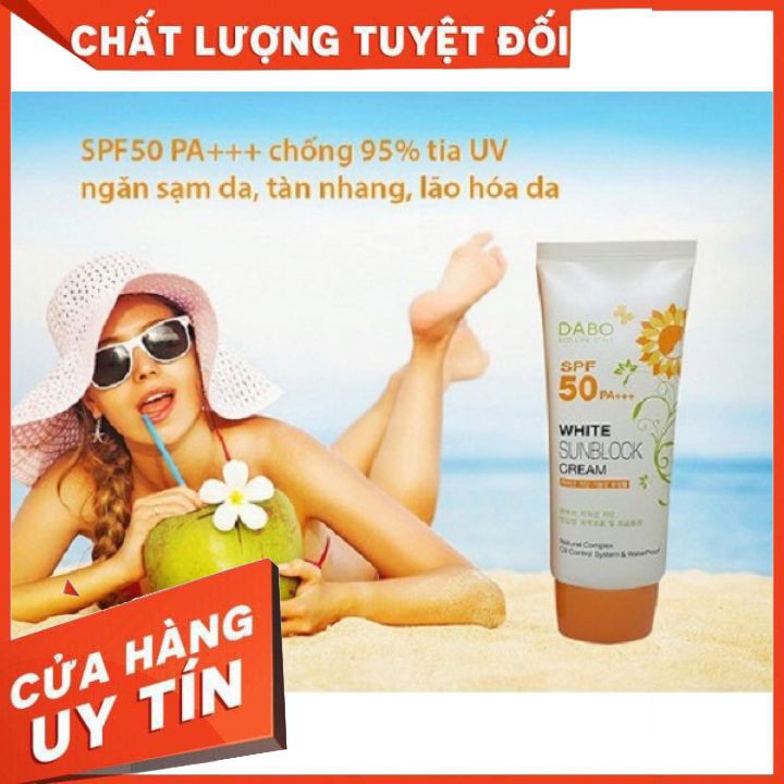 Kem Chống Nắng Không Nhờn Dính Tác Dụng Lâu DaBo White Sunblock Cream Hàn Quốc 70ml