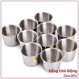 Ly làm đá inox ( set 5 cái ) Rainy nhiều kích thước, inox xịn, sạch sẽ an toàn hợp vệ sinh