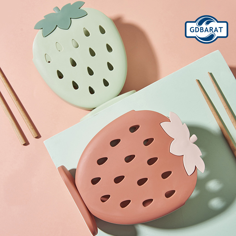 Hộp Đựng Muỗng Đũa Bằng Nhựa Thiết Kế Hình Quả Dâu Tây Dễ Thương Tiện Dụng