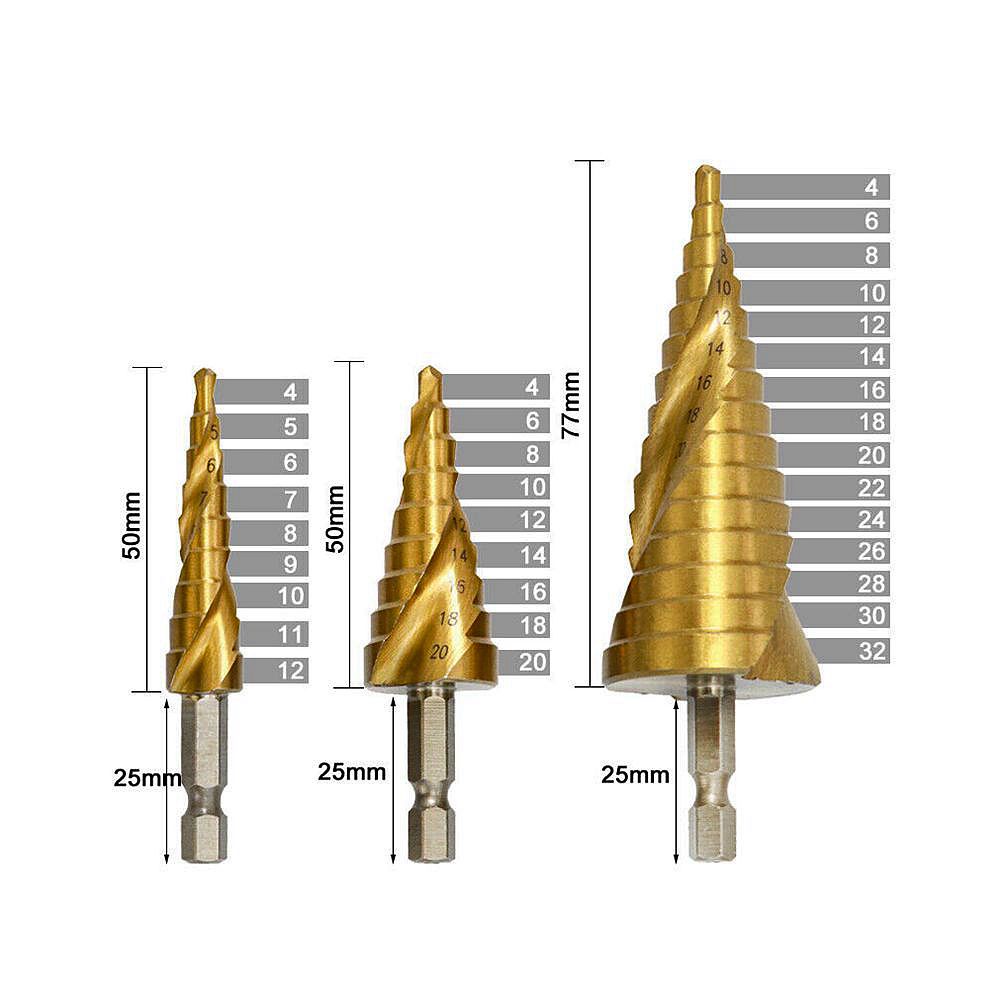 Bộ Mũi Khoan Gỗ Xoắn Ốc HSS 4-12mm 4-20mm 4-32mm