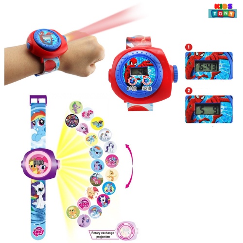 Đồng hồ điện tử chiếu hình 3D mặt và dây được phối mầu cá tính với nhiều họa tiết bắt mắt dành cho các béTony kids - DH1