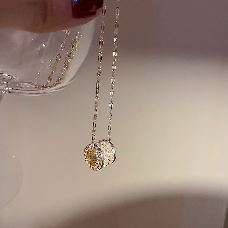 Dây Chuyền Ngắn Mạ Vàng Đính Đá Zircon Phong Cách Hàn Quốc Thanh Lịch