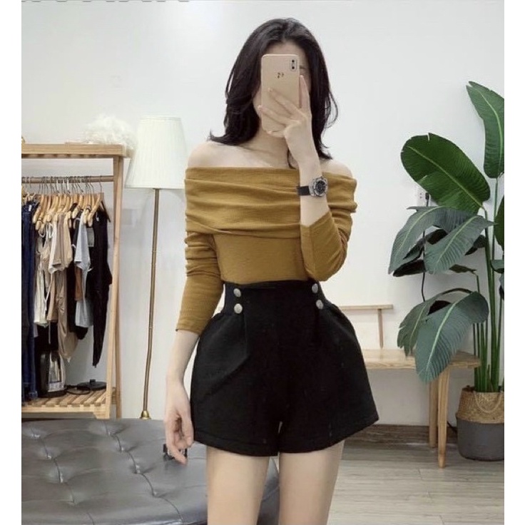Áo len nữ trễ vai dài tay❤️Áo len tăm bệt vai dáng ôm❤️ free ship | BigBuy360 - bigbuy360.vn