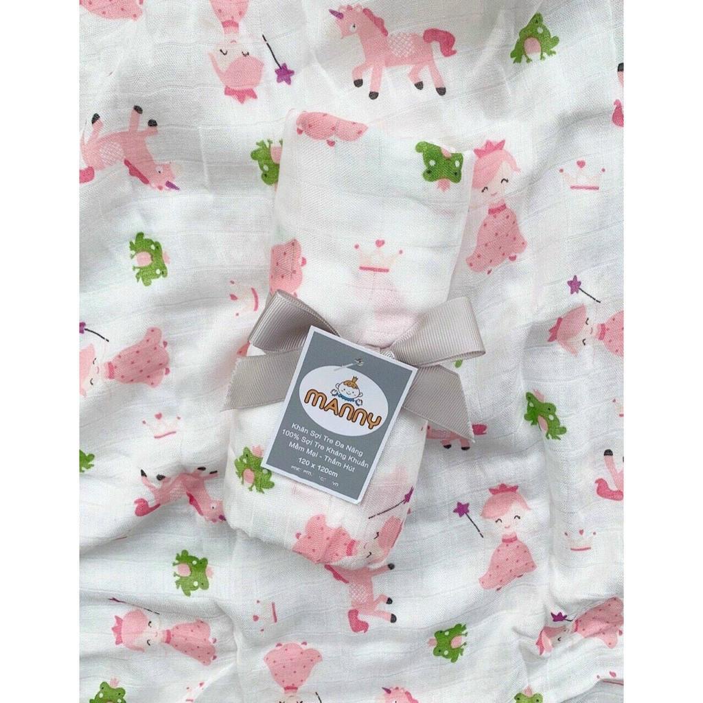 Khăn tắm sợi  tre - khăn đa năng Manny trơn  Sợi Tre 100% siêu mềm mịn cho bé