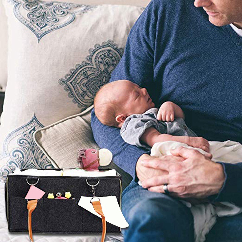 Giỏ đựng đồ dùng thiết yếu/ tã cho bé kích thước nhỏ gọn để trên xe hơi/ mang theo khi đi du lịch