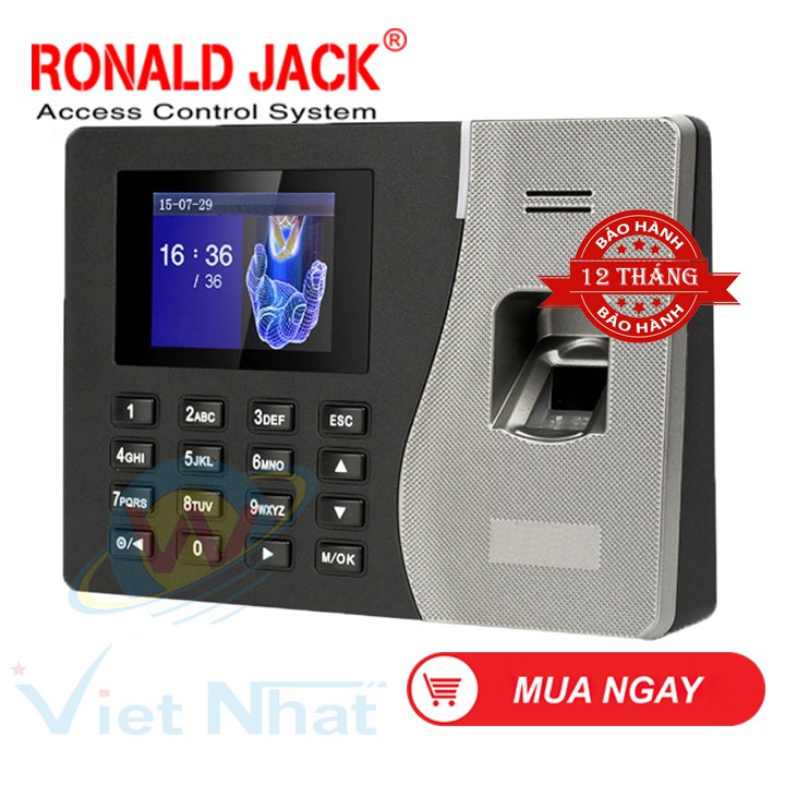 Ronald Jack 2000 PRO PIN LƯU ĐIỆN - Máy Chấm Công Vân Tay - Hàng Nhập Khẩu Chính Hãng