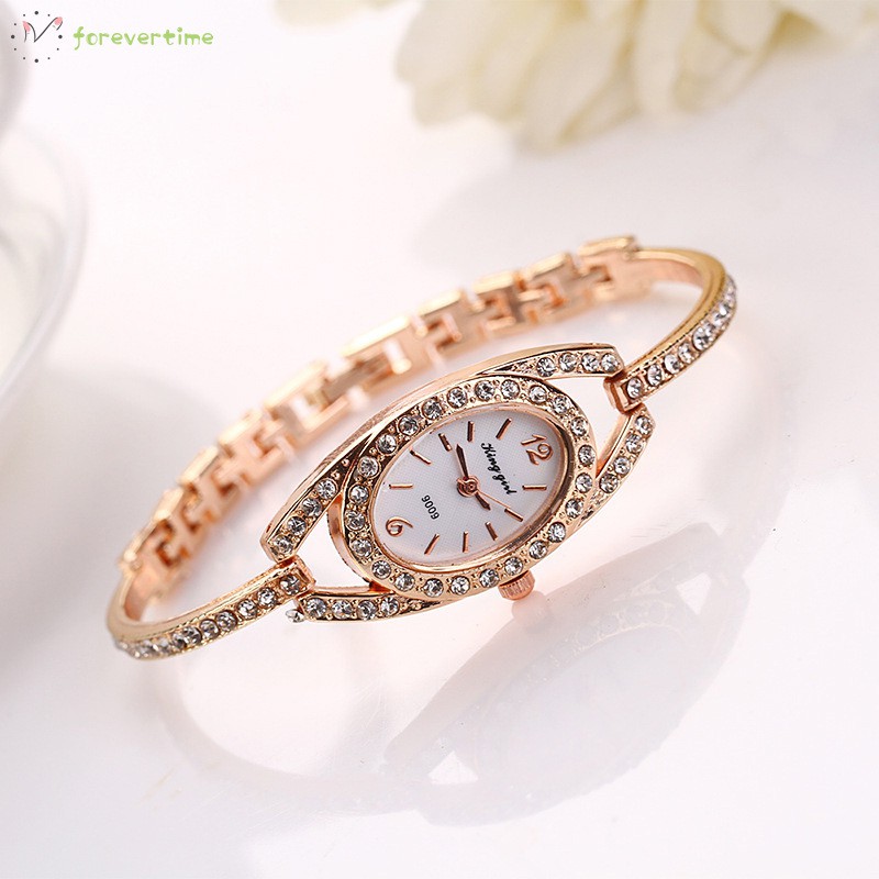 ☞ Phụ kiện trang sức☜ Women Quartz Watch Stainless Steel Crystal Bangle Slim Wristwatch/Bracelet Jewelry