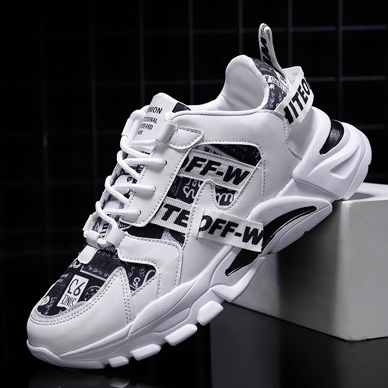 Giày Thể Thao Nam Sneaker OEF Dây Viền Đế Cao Su Non Phối Vải Thoáng Khí Kiểu Dáng Thời Trang A03