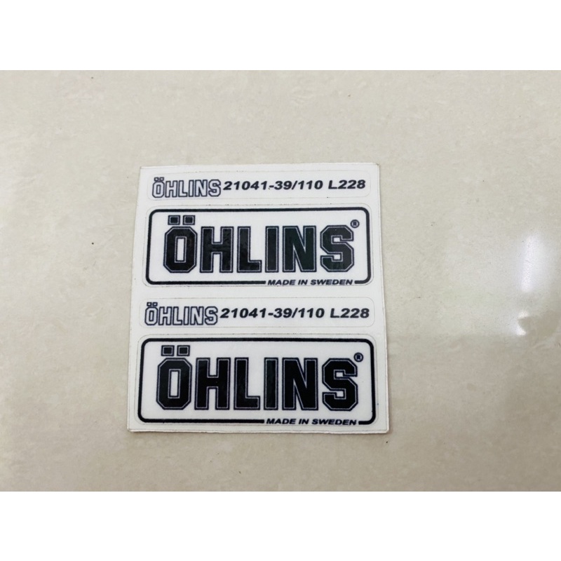 Cặp Tem ohlins in decal trong dán chân phuộc và lò xo sau.