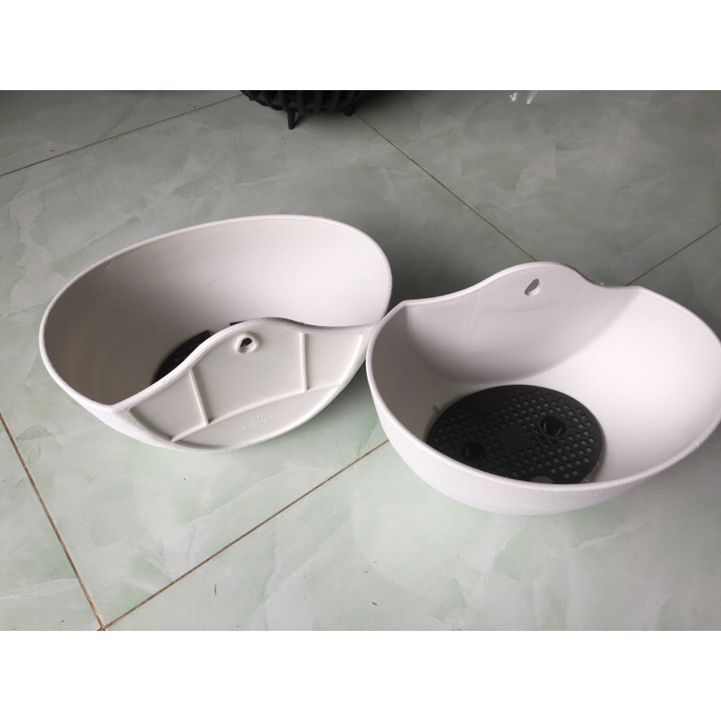 Combo Chậu Ốp Tường - Ốp Vách cao cấp (chậu có đế giữ 0.5lit nước)