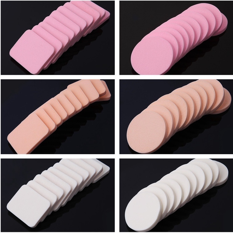 Set 10 Mút Trang Điểm Siêu Mềm Hình Tròn/Vuông Chuyên Nghiệp