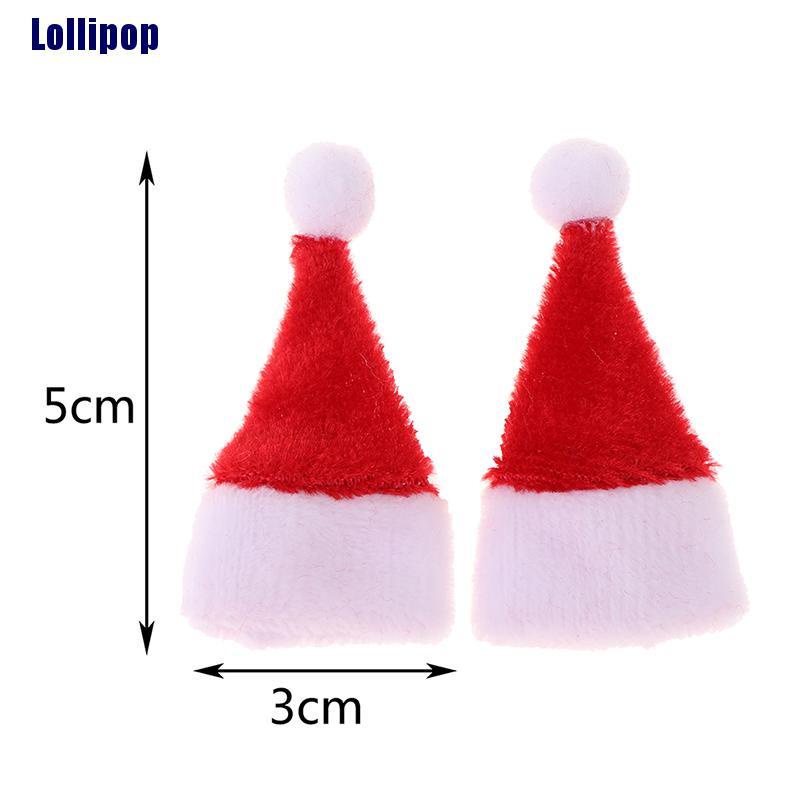 Set 2 mũ ông già noel mini trang trí nhà búp bê dịp giáng sinh độc đáo