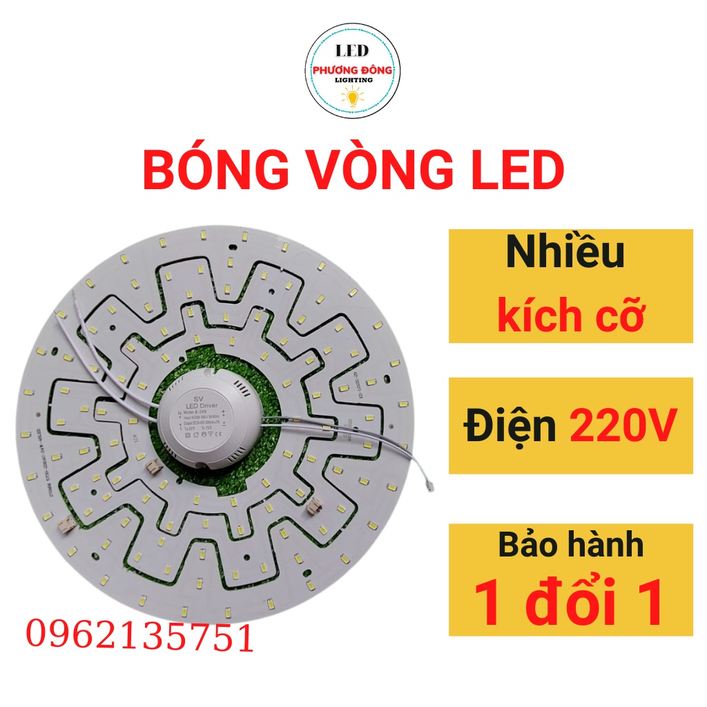 Bóng Led Vòng Ốp Trần 12W 18W 24W Màu Trắng, Vàng