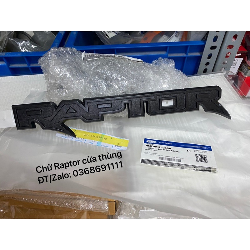 Logo Raptor , tem raptor 3d , chữ Raptor nhựa Đen dán cửa thùng sau xe bán tải Ranger Raptor JB3Z9942528BB