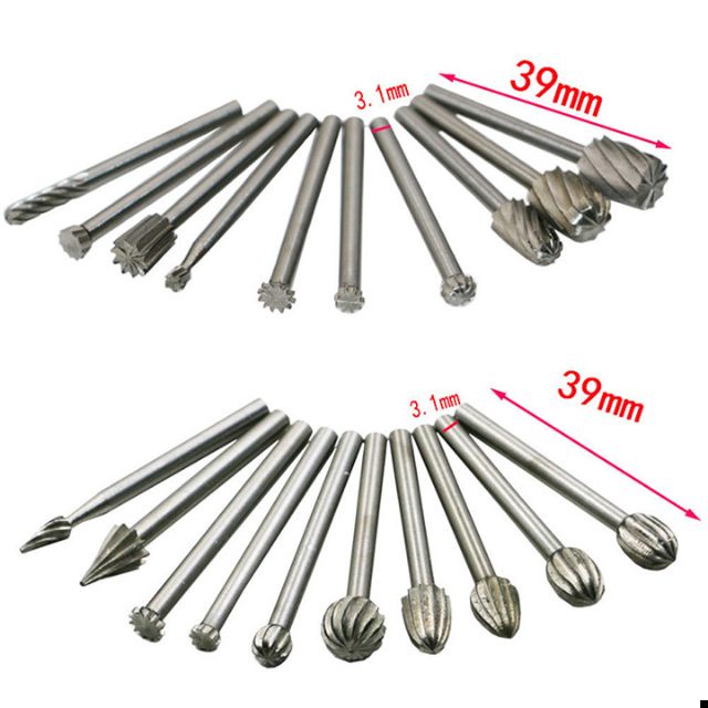 Mũi khắc gỗ Bộ 20 mũi mài gỗ lũa - mũi chạm khắc gỗ cán 3mm