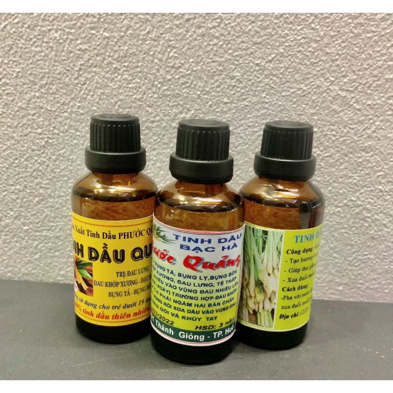 combo 3 chai tinh dầu sả chanh, bạc hà, quế 50ml