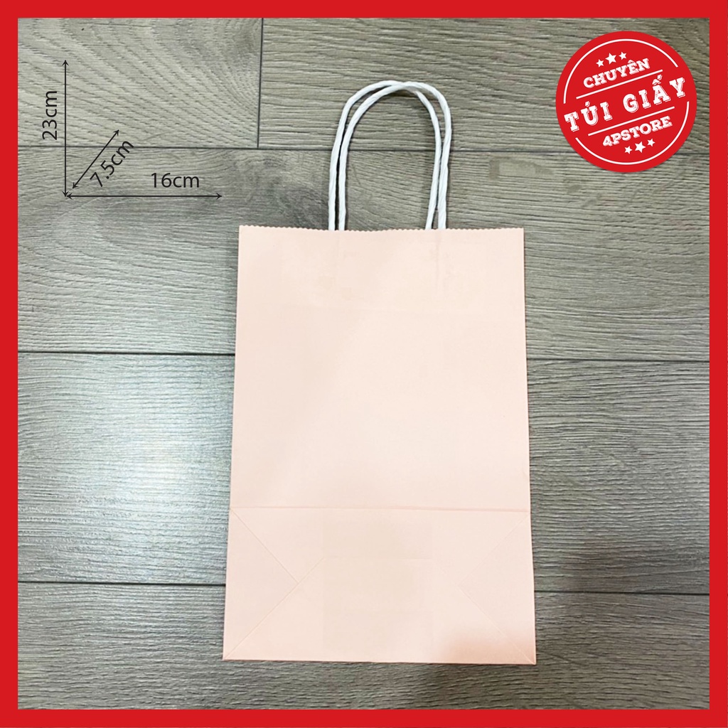 TÚI GIẤY KRAFT HỒNG CAM 16X23X7.5CM