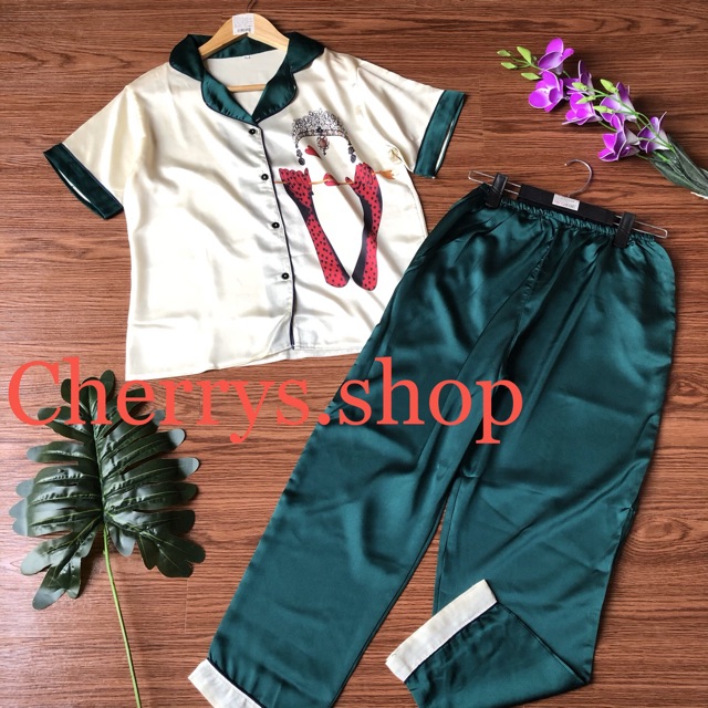 sét bộ pijama 40-65kglụa satin in3Dtay ngắn quần dài hàng hot